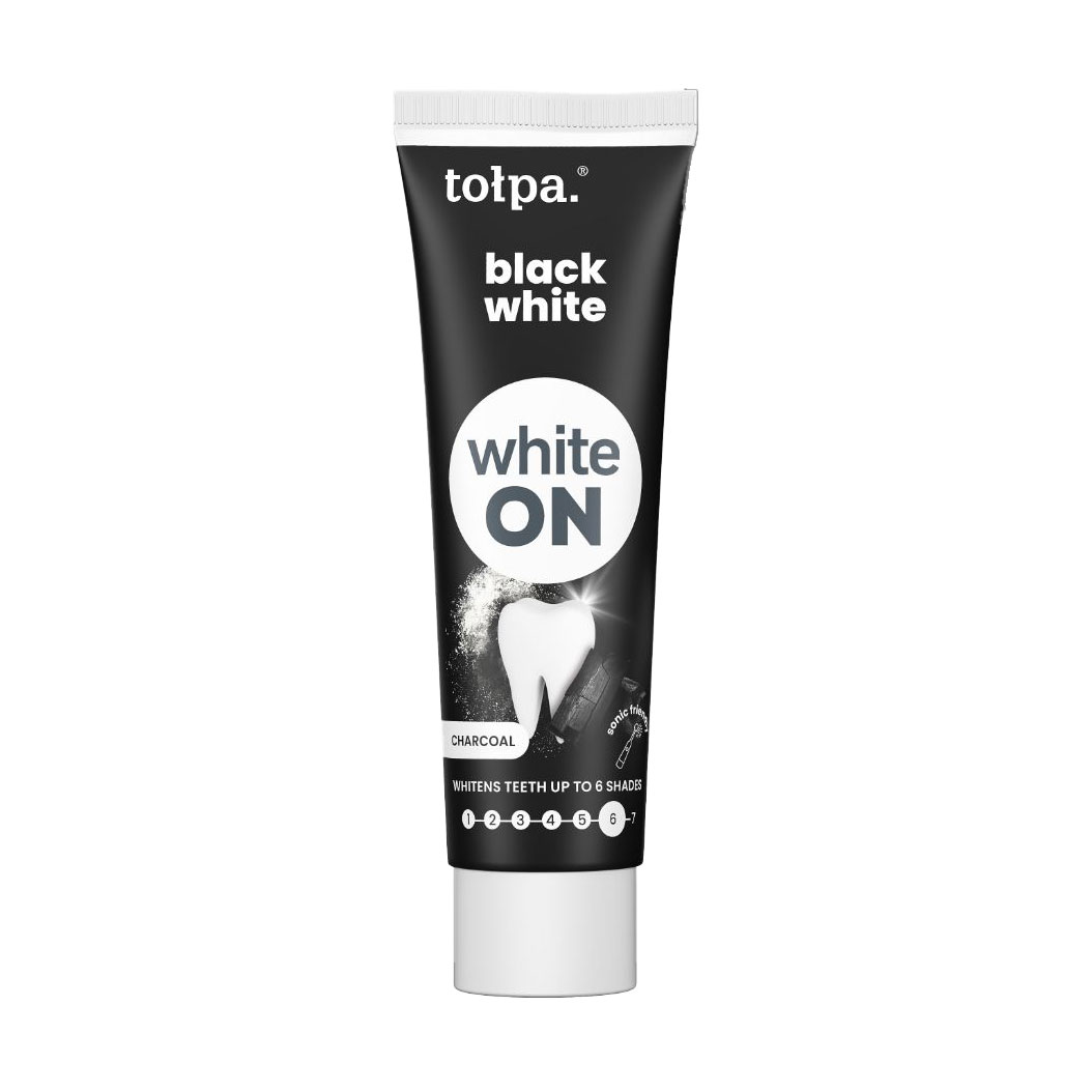 Відбілювальна зубна паста Tolpa White On Black White Toothpaste Активоване вугілля, 75 мл